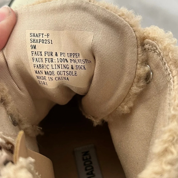 Steve Madden Faux Shearling PlShaft Platform High-Top Sneakers in Natural Size 9 - Picture 6 of 8